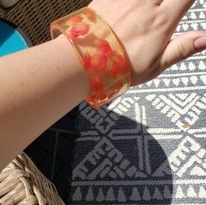 Resin Real Rose Petal Bangle